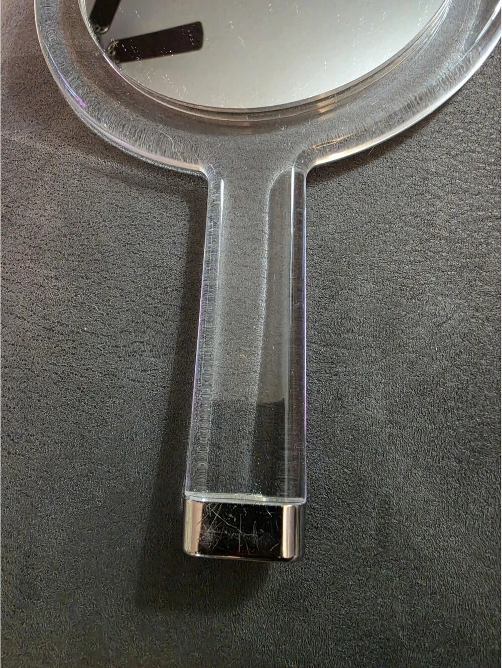 Vintage 50s Clear Lucite Acrylic Double Sided  Boudoir Vanity Mirror.silver Tip